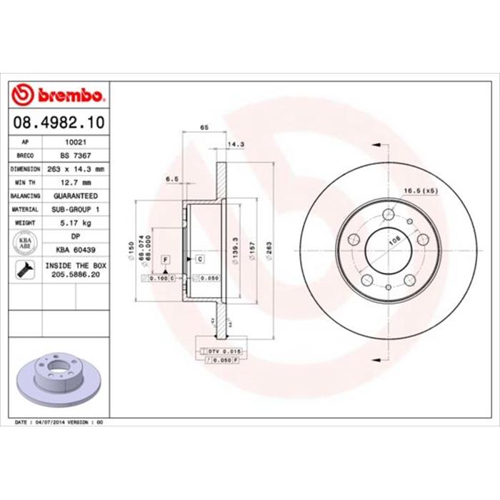 Bremsscheibe - BREMBO - Vorderachse