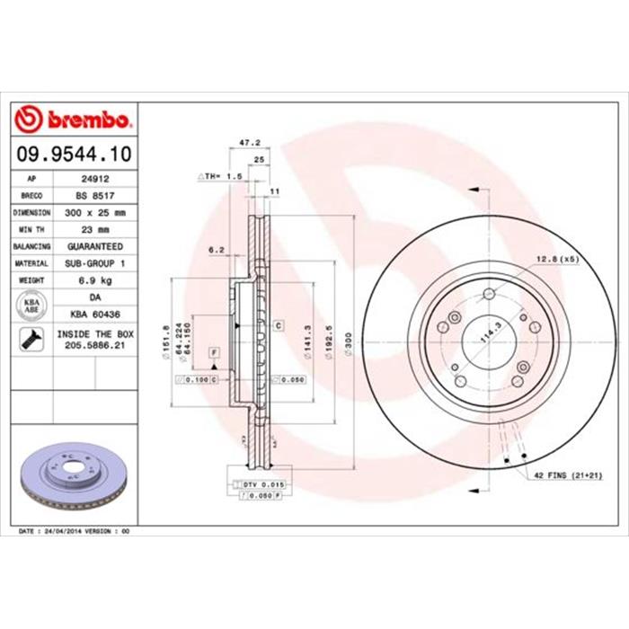 Bremsscheibe - BREMBO - Vorderachse