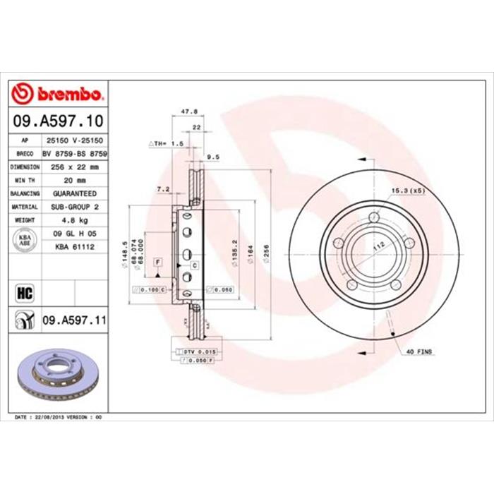 Bremsscheibe - BREMBO - Hinterachse