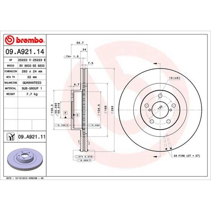 Bremsscheibe - BREMBO - Vorderachse - Links