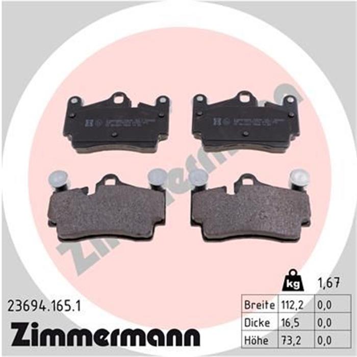 Bremsbelagsatz, Scheibenbremse - ZIMMERMANN - Hinterachse