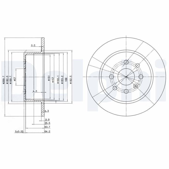 Bremsscheibe - ORIGINAL DELPHI - Hinterachse