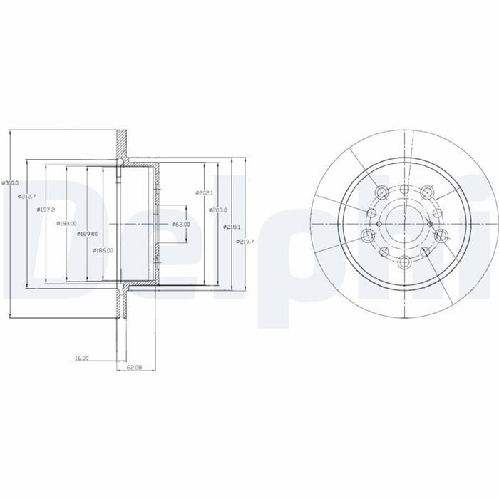 Bremsscheibe - ORIGINAL DELPHI - Hinterachse