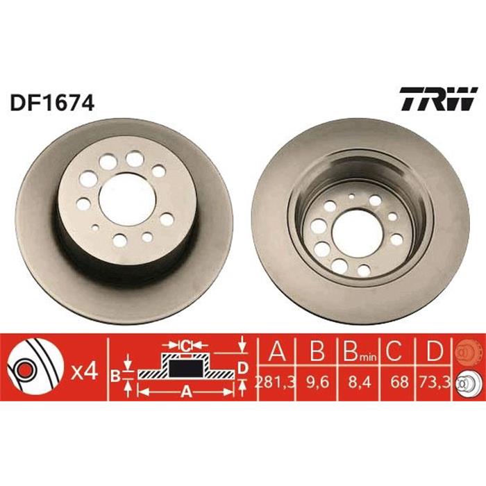 Bremsscheibe - TRW - Hinterachse