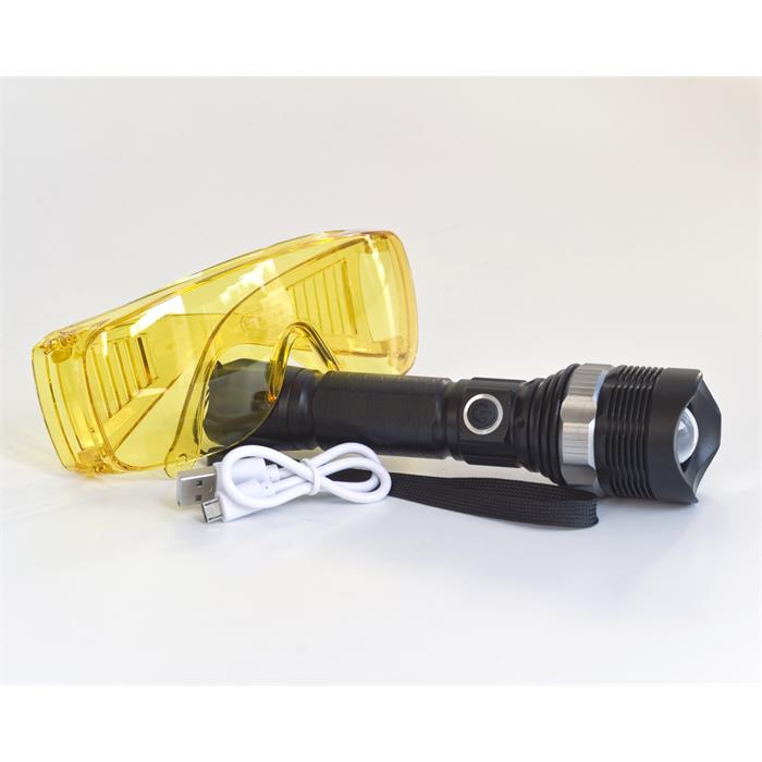Taschenlampe UV Mini LED inkl. UV Brille + Koffer